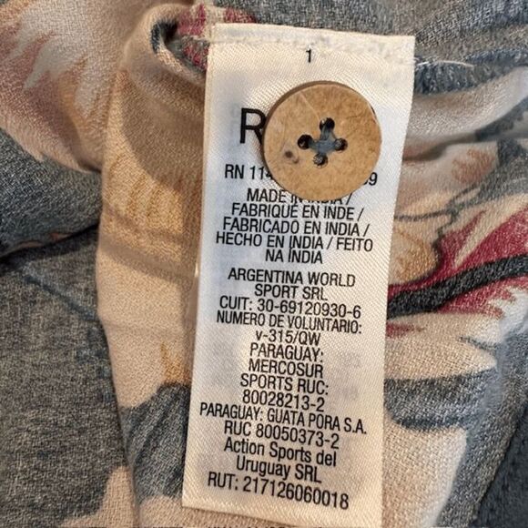 ROXY Sweet About Me Tropical Print Blue Sundress Button Front Size Medium - Picture 8 of 13